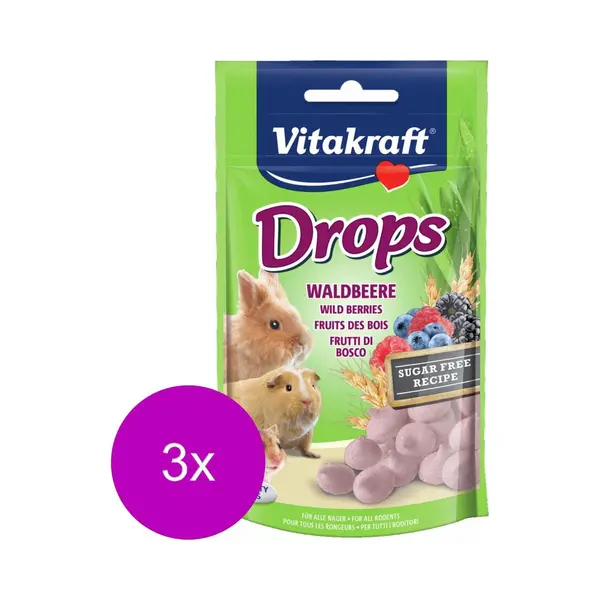 Vitakraft Knaagdier Drops - Konijnensnack - 3 X Bosvruchten thumbnail