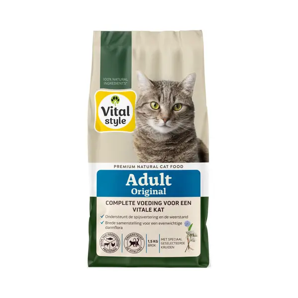 Vitalstyle Adult Original Kattenvoer 1, 5 Kg thumbnail