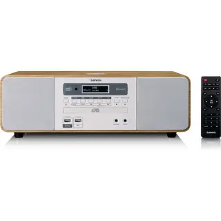 Lenco Dar-251WDWH - Tafelradio - Bluetooth 5.0 Dab+ Fm Cd Usb Qi - Hout/Wit