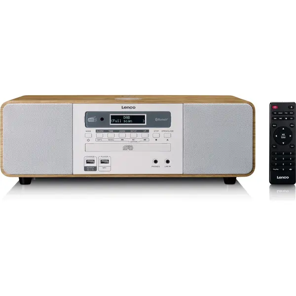 Lenco Dar-251WDWH - Tafelradio - Bluetooth 5.0 Dab+ Fm Cd Usb Qi - Hout/Wit thumbnail