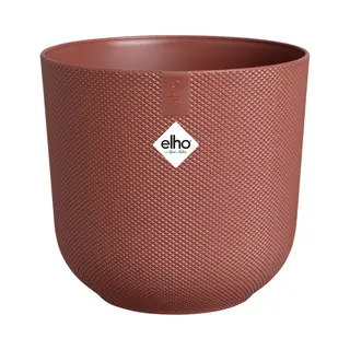 Elho Jazz Round 30cm Flower Pot - Large Indoor Plant Pot - 100% Recycled Plastic - Unique Structure - Ø 29.5 X H 27.5 Cm - Red/Tuscan Red