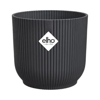 Elho Vibes Fold Rund 25 Pflanzentopf - Blumentopf Für Innen - 100% Recyceltes Plastik - Ø 25.0 X H 23.0 Cm - Schwarz/Anthracite