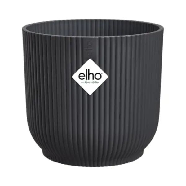 Elho Vibes Fold Round 25 - Flower Pot From 100% Recycled Plastic - Indoor Plant Pot - Ø 25.0 X H 23.0 Cm - Black/Anthracite thumbnail