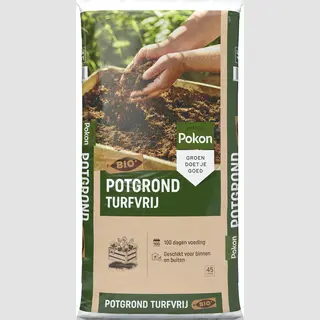 Pokon Bio Turfvrije Potgrond - 45l - Potgrond Universeel - 100 Dagen Voeding - Potgrond Voor Binnen En Buiten