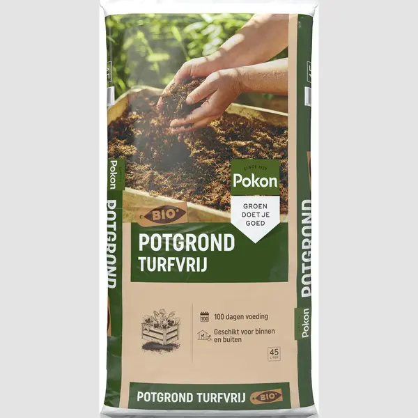 Pokon Bio Turfvrije Potgrond - 45l - Potgrond Universeel - 100 Dagen Voeding - Potgrond Voor Binnen En Buiten thumbnail