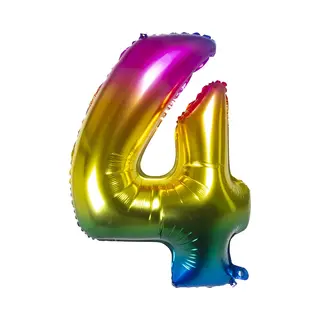 Boland - Folieballon '4' Regenboog (86 Cm) 4 - Multi - Cijfer Ballon