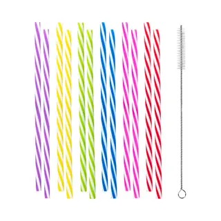 Boland - Set 12 Herbruikbare Plastic Rietjes Met Ragertje Multi - Regenboog - Kinderfeestje - Tuinfeestje - Verjaardag - Zomer