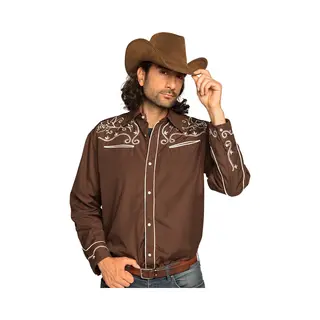 Boland - Shirt Western Bruin (L) - Volwassenen - Cowboy - Cowboy - Indiaan
