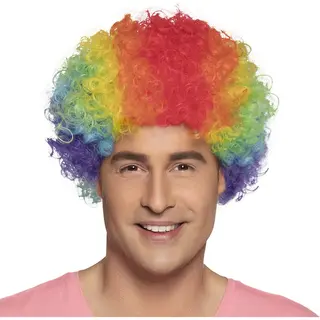 Boland - Pruik Pop Multikleur Multi - Afro - Kort - Unisex - Clown - Clown - Circus