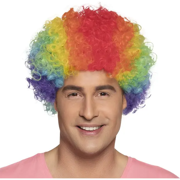 Boland - Pruik Pop Multikleur Multi - Afro - Kort - Unisex - Clown - Clown - Circus thumbnail