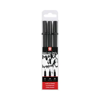 Sakura Pinselstift Pigma Brush, 3er Etui, Schwarz