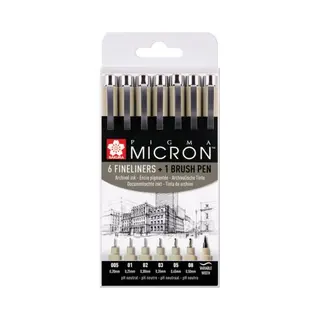 Sakura POXSDK7B Fineliner Multi Schwarz 7 Stück(e)