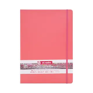 Talens Art Creation Sketchbook - Coral Red 21x29.7cm 80 Sheets - 140g Cream Acid-Free Paper - Ideal For Pencil, Pastel, Acrylic, Ink, Charcoal