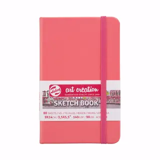 Talens Art Creation Sketchbook - Coral Red - 9x14 Cm - 140g - 80 Sheets - Ideal For Drawing Journaling Wet Media