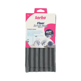 Sorbo Floor Scrub Mop – Microvezel Dweil Met Scrubstrepen – Multi-Click Lijn – Voor Hardnekkig Vuil & Streeploos Schone Vloeren - Zonder Steel