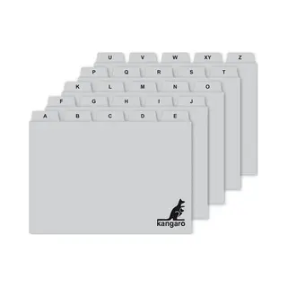 Kangaro Tabkaarten 148x100/110 - Pp - 250 Micron - Grijs - Alfabet A-Z - 25 Delig