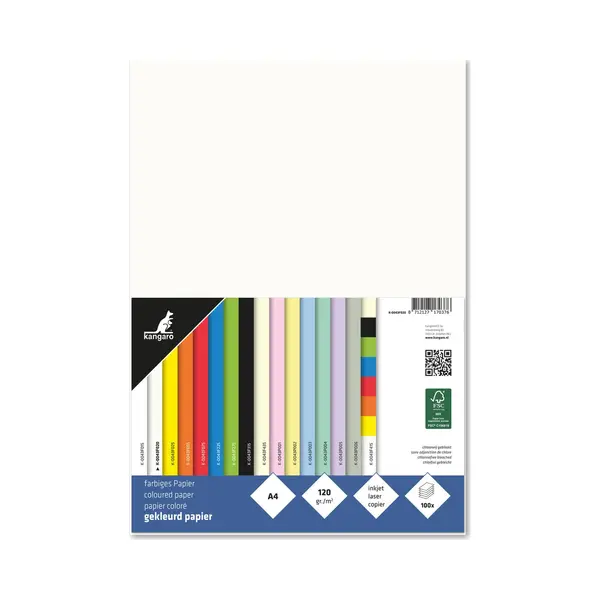 Kangaro - Tonpapier Cremeweiß Din A4 - 120g/m² Fsc Mix – 100 Pack - Briefpapier Bastelpapier Diy, 29.7x21x1.5 thumbnail