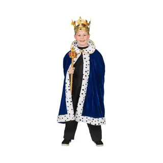 Funny Fashion Koning Prins & Adel Kostuum | Koningsblauwe Mantel William Jongen | Maat 140 | Carnaval Kostuum | Verkleedkleding