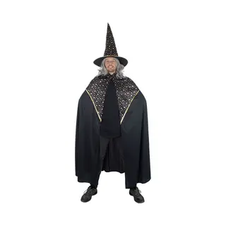 Funny Fashion Tovenaars Cape - Zwart Kostuum Voor Volwassenen - Carnaval