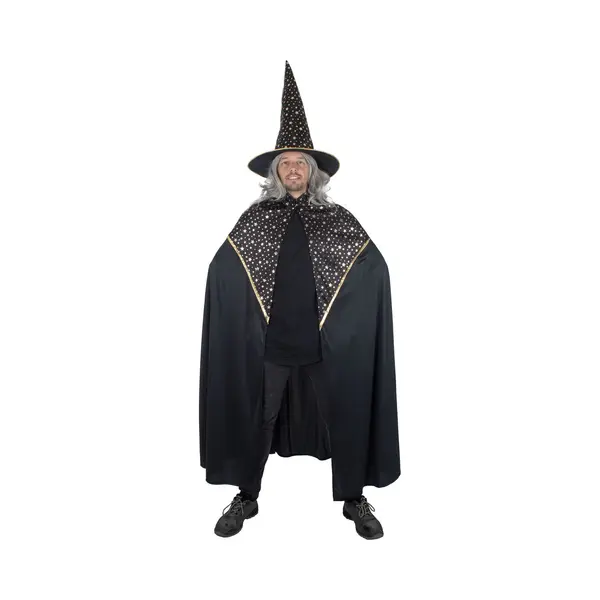 Funny Fashion Tovenaars Cape - Zwart Kostuum Voor Volwassenen - Carnaval thumbnail