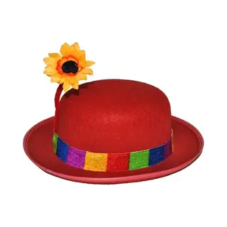 Funny Fashion Clowns Carnaval Verkleed Hoedje - Rood - Met Bloem - Voor Volwassenen