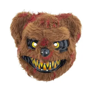 Funny Fashion Masker - Killer Beer - Een Stuk - Plastic - Nep Vacht - Bloedspetters - Bruin