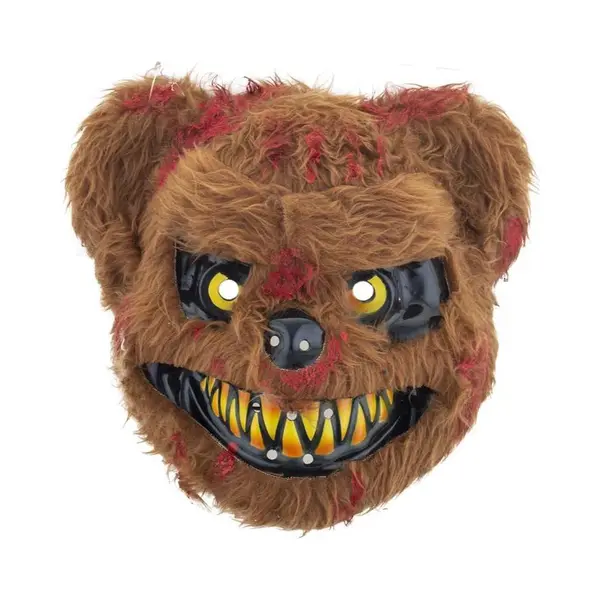 Funny Fashion Masker - Killer Beer - Een Stuk - Plastic - Nep Vacht - Bloedspetters - Bruin thumbnail
