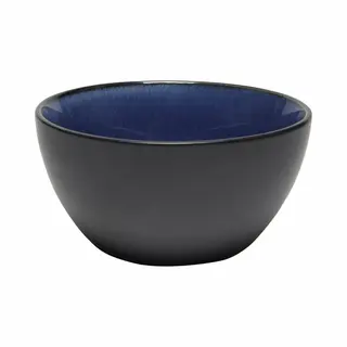 Bellatio Design Kommetje/serveer Schaaltje Samos - Antraciet/donkerblauw - 1x - Ontbijt/hapjes - Keramiek - Stapelbaar - 14 X 7 Cm - Soepkommen