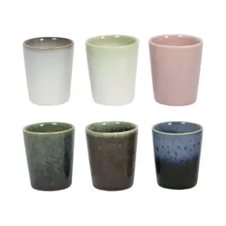 Studio Tavola Espressokopjes Wind - Bruin, Groen, Roze, Blauw, Grijs - Set Van 6 60 Ml - Aardewerk Vaatwasserbestendig & Magnetronbestendig