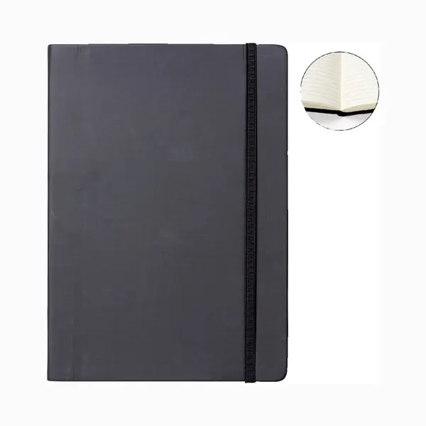 Quantore Notitieboek A4 Zwart Met Harde Kaft En Elastiek - 3 Stuks thumbnail