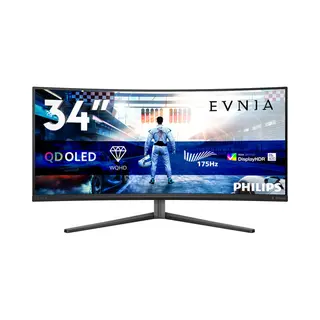 Philips Evnia 34M2C6500/00 computer monitor 86.4 cm (34") 3440 x 1440 pixels Wide Quad Hd Qd-Oled Grey
