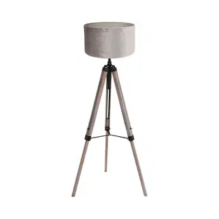 Mexlite - Vloerlamp - Triek - Zwart - Hout Velours Stof - Ø 75cm - E27 - 4106ZW