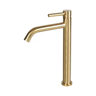 Differnz Wastafelkraan Hoog – Gebogen – Mengkraan Koud En Warm – Goud