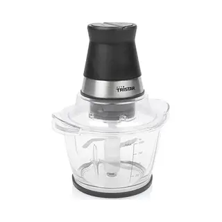 Tristar Hachoir Avec Récipient En Verre De 1 L, 4 Lames En Acier Inoxydable, Moteur 400 W, Design Compact, Pièces Lavables Au Lave-vaisselle, Pieds