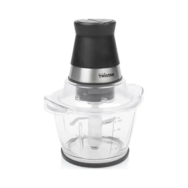 Tristar Hachoir Avec Récipient En Verre De 1 L, 4 Lames En Acier Inoxydable, Moteur 400 W, Design Compact, Pièces Lavables Au Lave-vaisselle, Pieds thumbnail