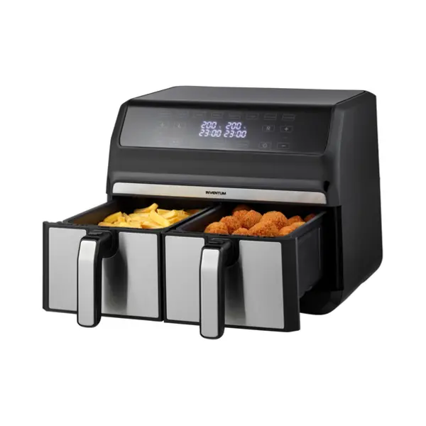 Inventum GF800HLD friteuse Dubbel 8 l Vrijstaand 1700 W Heteluchtfriteuse Zwart, Roestvrijstaal thumbnail