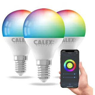 Calex Slimme Lamp - Kleurlamp Set Van 3 Stuks - Wifi Led Verlichting - E14 - Smart Lamp - Dimbaar - Rgb En Warm Wit Licht - 4.9W