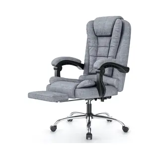 Bureaustoel Met Telescopische Voetsteun - Bureaustoel Met Grote Gewatteerde Zitting - Ergonomische Bureaustoel Met Verstelbare Rugleuning En In Hoogte