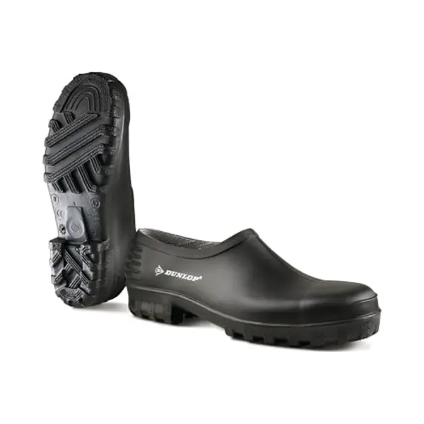 Dunlop Monocolour - Unisex Safety Clog Easy Slip-on Short Protective Shoes, Black, Ce Certified Waterproof And Chemical Resistant Pvc Work Wellies For thumbnail