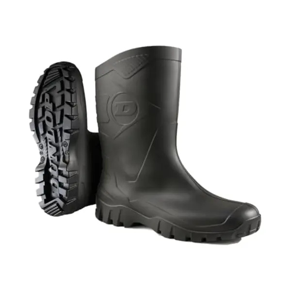 Dunlop Flying Dee - Unisex Calf High Short Wellington Rain Boots, Black, Waterproof And Chemical Resistant Pvc Wellies For Outdoor, Gardening And thumbnail