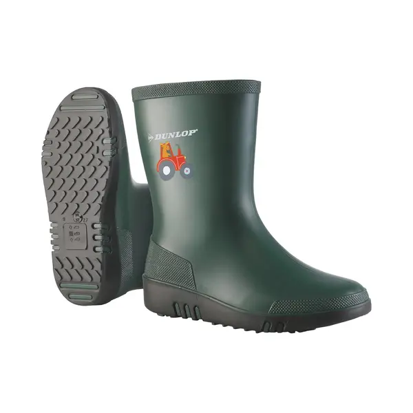 Dunlop Mini Kids Wellington Boots - 100% Waterproof, Children's Rain Boots; Girls And Boys - Green - Size 22 thumbnail