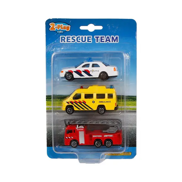 2-play Hulpdienstauto's 8 Cm Wit/geel/rood 3-delig thumbnail