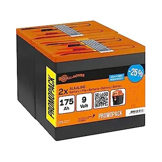 Gallagher Alkaline Energiser Battery Duopack 9V/175Ah