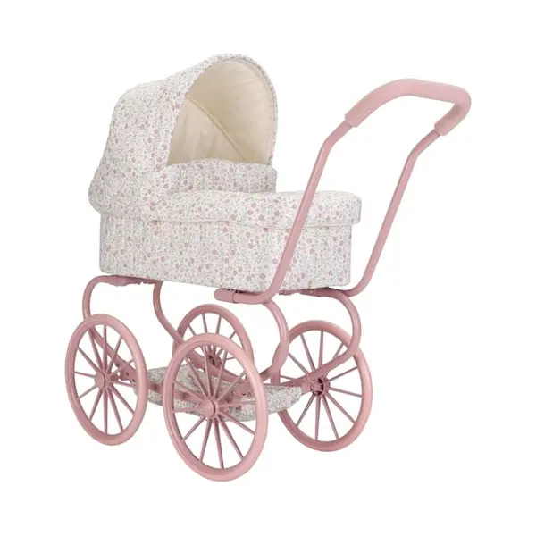 Little Dutch Puppenwagen Aus Metall Mit Großen Rädern, Sonnenverdeck Und Aufbewahrungskorb Für Puppen Babypuppen Bis 46 Cm - Soft Flowers thumbnail