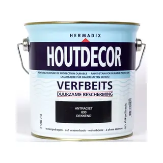 Hermadix Houtdecor Verfbeits Dekkend - 2, 5 Liter - 630 Antraciet