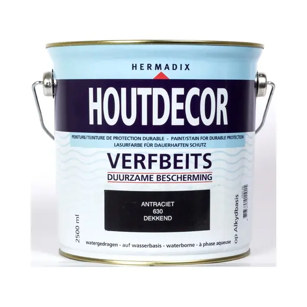 Hermadix Houtdecor Verfbeits Dekkend - 2, 5 Liter - 630 Antraciet thumbnail