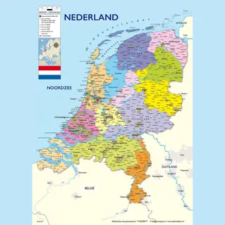 Posterpoint Nederland Kaart Poster - 50 X 70 Cm - Uitgave 2025 - Amsterdam - Rotterdam - Drenthe - Luxe - Multi- Wanddecoratie