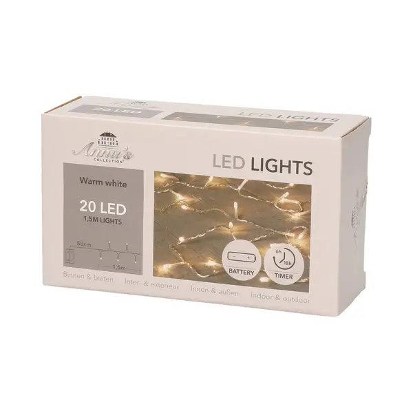 Anna's Collection Kerstverlichting -timer - 20 Led's - Warm Wit - Lichtsnoer thumbnail