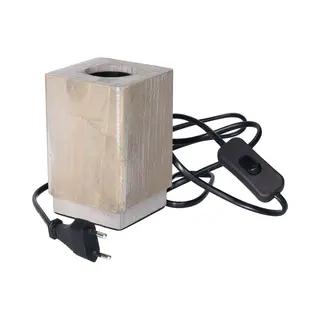 Anna's Collection Tafellamp Hout - Grijsbruin - 8 X 8 X 12 Cm - Leeslampje - Designlamp