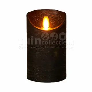 Anna's Collection Led Kaars/stompkaars - Zwart - H12, 5 X D7, 5 Cm - Wax - Bewegende Vlam